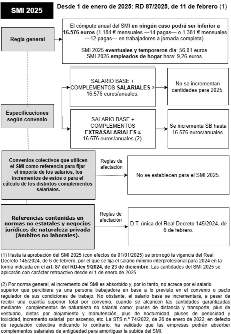 Esquema del Salario Mínimo Interprofesional (SMI) para el año 2025 ...