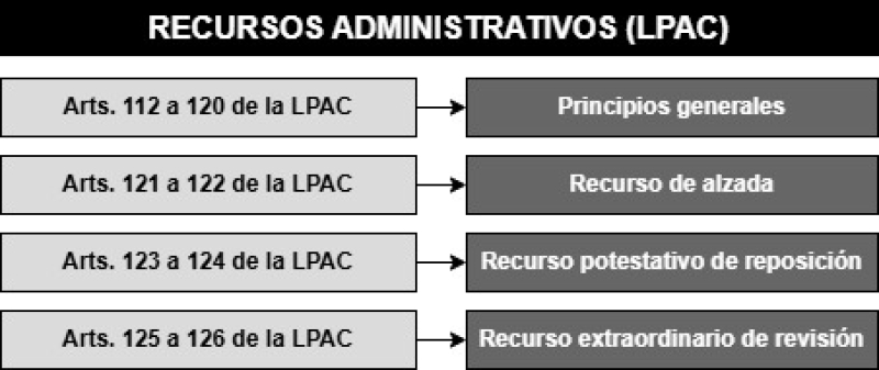 Esquema sobre los principales recursos administrativos