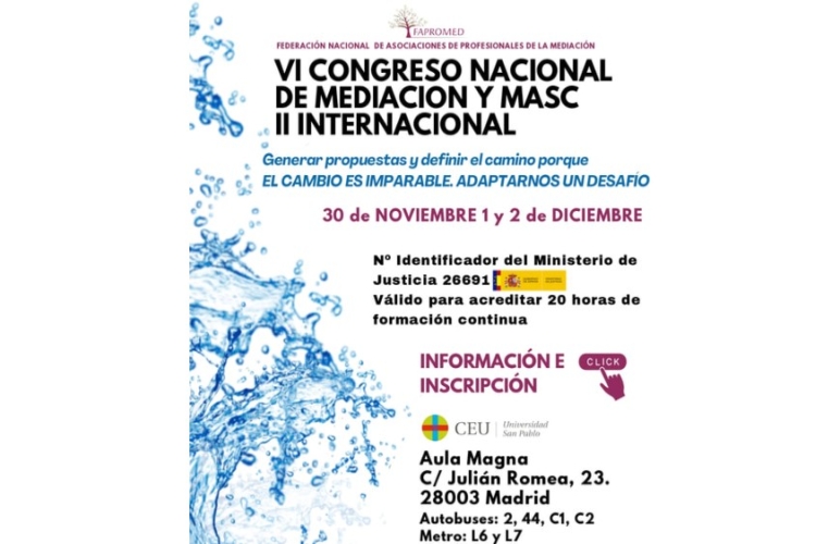 Del 30 de noviembre al 2 de diciembre: VI Congreso Nacional de Mediación y MASC