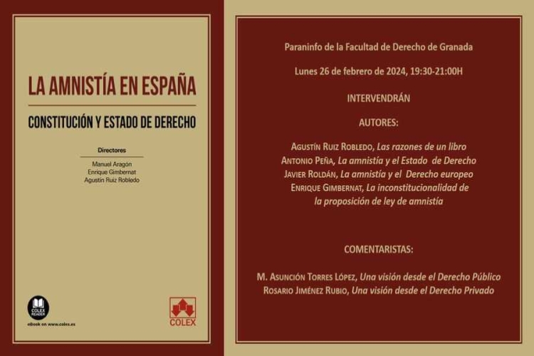Presentación en Granada del libro La amnistía en España, el lunes 26 de febrero