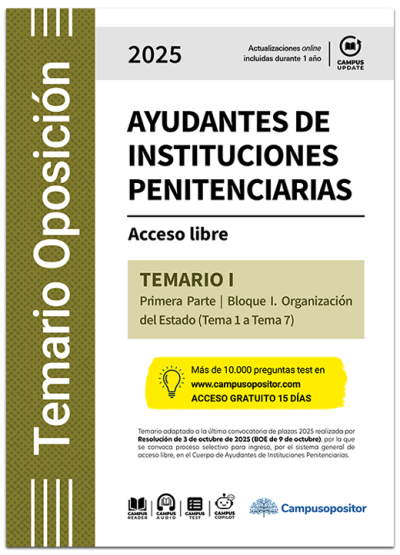 TEMARIO: Cuerpo de Ayudantes de Instituciones Penitenciarias 2025. TOMO I