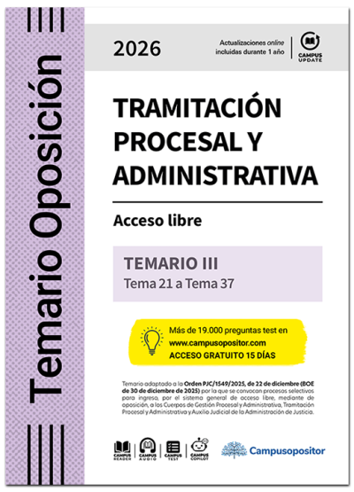 TEMARIO: Cuerpo de Tramitación procesal y Administrativa de la Administración de Justicia 2026. TOMO III